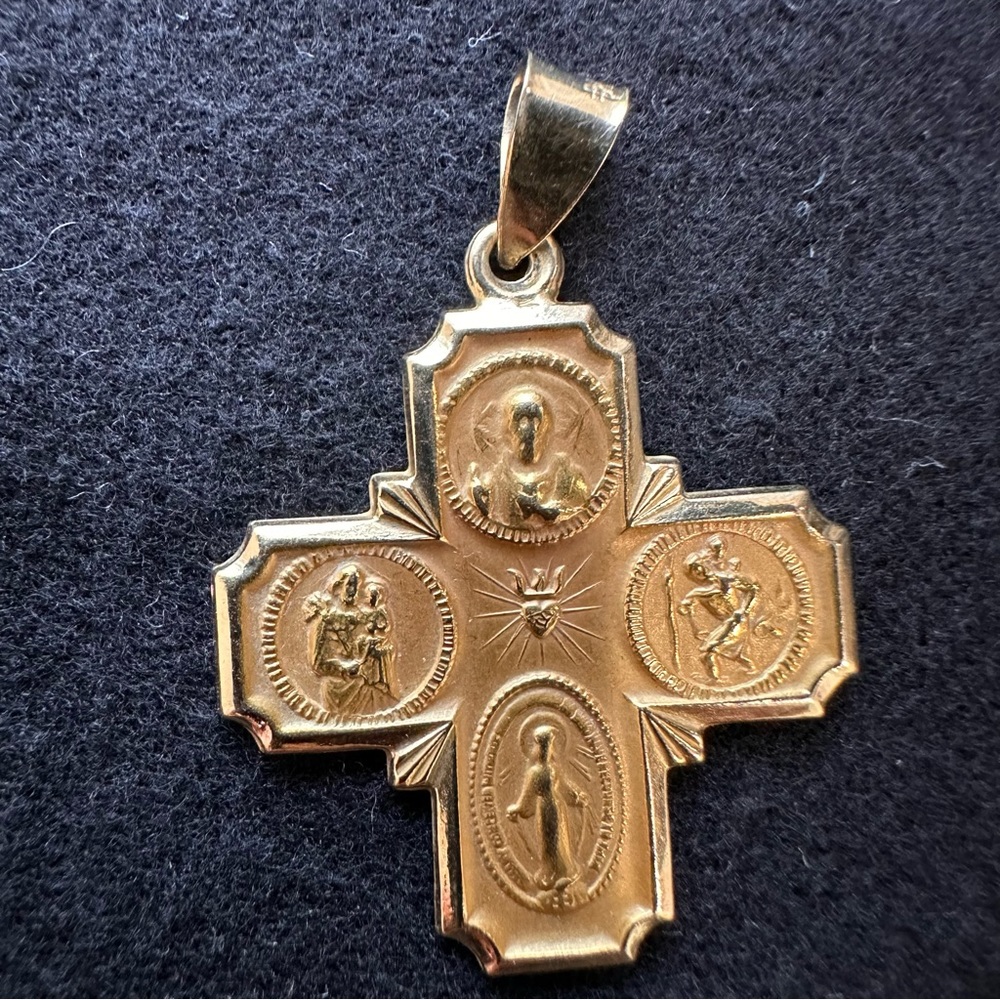 14K Gold Cross, Four way medal
